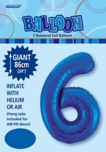 Load image into Gallery viewer, Numeral Foil 34" Package Blue Numbers Balloon