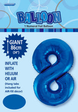 Load image into Gallery viewer, Numeral Foil 34" Package Blue Numbers Balloon