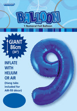 Load image into Gallery viewer, Numeral Foil 34" Package Blue Numbers Balloon