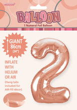 Load image into Gallery viewer, Numeral Foil 34" Package Rose Gold Numbers Balloon Numbers 0-9