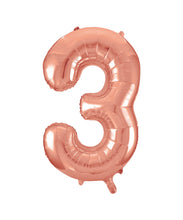 Load image into Gallery viewer, Numeral Foil 34" Package Rose Gold Numbers Balloon Numbers 0-9