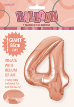 Load image into Gallery viewer, Numeral Foil 34" Package Rose Gold Numbers Balloon Numbers 0-9