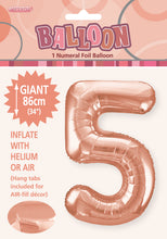 Load image into Gallery viewer, Numeral Foil 34" Package Rose Gold Numbers Balloon Numbers 0-9