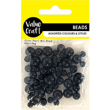 Load image into Gallery viewer, BEAD GLASS PEARL MIX BLACK 49PCS