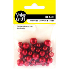 Load image into Gallery viewer, BEAD GLASS PEARL MIX RED 49PCS