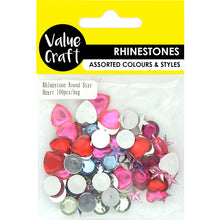 Load image into Gallery viewer, CRAFT RHINESTONE RND STAR HEART 100PCS