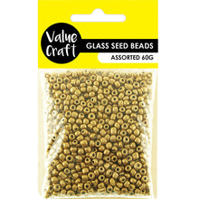 Load image into Gallery viewer, BEADS GLASS SEED 3.6MM MET. GOLD 60G