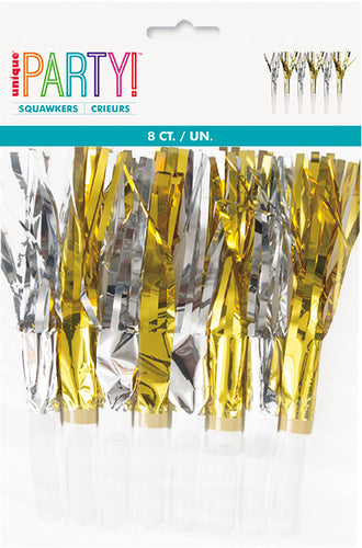 8 FRINGE SQUAWKERS - GOLD & SI Supplier: Meteor Party