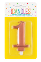 Load image into Gallery viewer, METALLIC ROSE GOLD BIRTHDAY CANDLE - NUMBER 0-9
