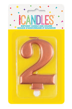 Load image into Gallery viewer, METALLIC ROSE GOLD BIRTHDAY CANDLE - NUMBER 0-9
