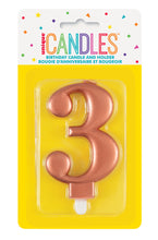 Load image into Gallery viewer, METALLIC ROSE GOLD BIRTHDAY CANDLE - NUMBER 0-9
