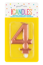Load image into Gallery viewer, METALLIC ROSE GOLD BIRTHDAY CANDLE - NUMBER 0-9
