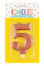 Load image into Gallery viewer, METALLIC ROSE GOLD BIRTHDAY CANDLE - NUMBER 0-9
