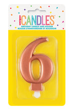Load image into Gallery viewer, METALLIC ROSE GOLD BIRTHDAY CANDLE - NUMBER 0-9

