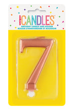 Load image into Gallery viewer, METALLIC ROSE GOLD BIRTHDAY CANDLE - NUMBER 0-9
