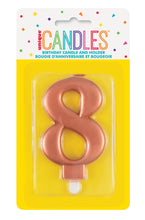 Load image into Gallery viewer, METALLIC ROSE GOLD BIRTHDAY CANDLE - NUMBER 0-9

