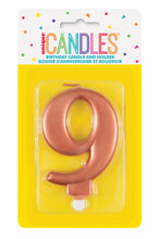 Load image into Gallery viewer, METALLIC ROSE GOLD BIRTHDAY CANDLE - NUMBER 0-9
