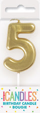 Load image into Gallery viewer, MINI GOLD NUMERAL CANDLE - Numbers 0-9

