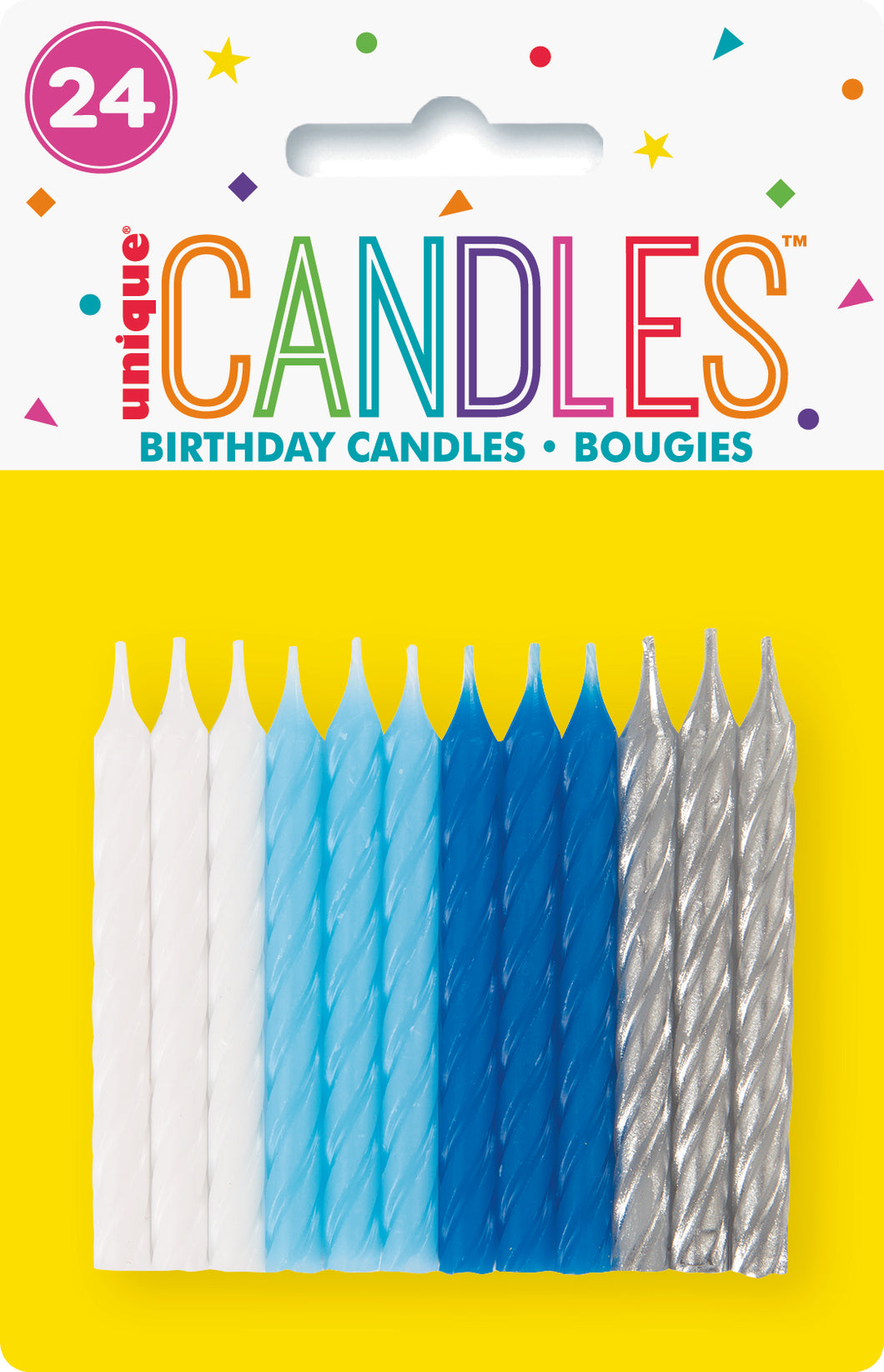 24 SPIRAL CANDLES - Black/White/Silver