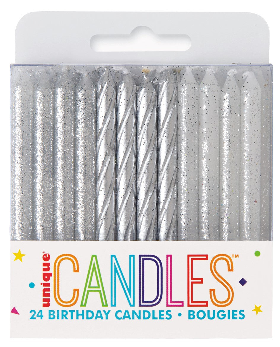 24 SPIRAL CANDLES - GLIT&SILVE