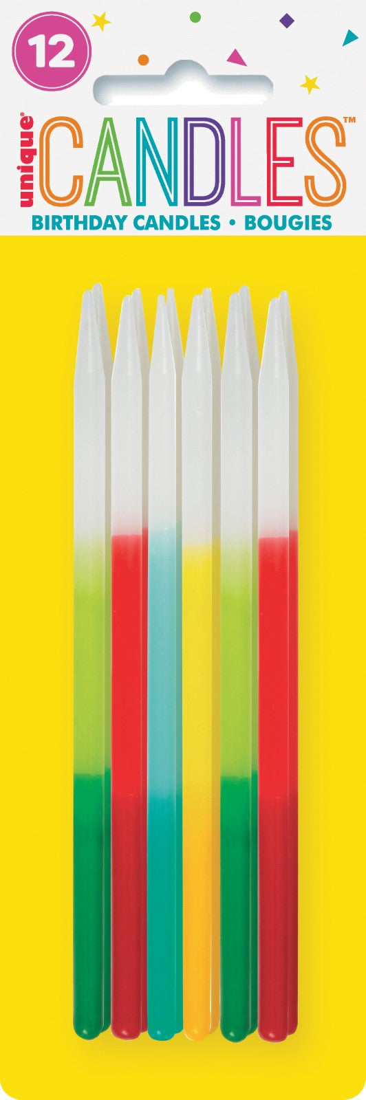 12 BRIGHT DIPPED CANDLES - 5