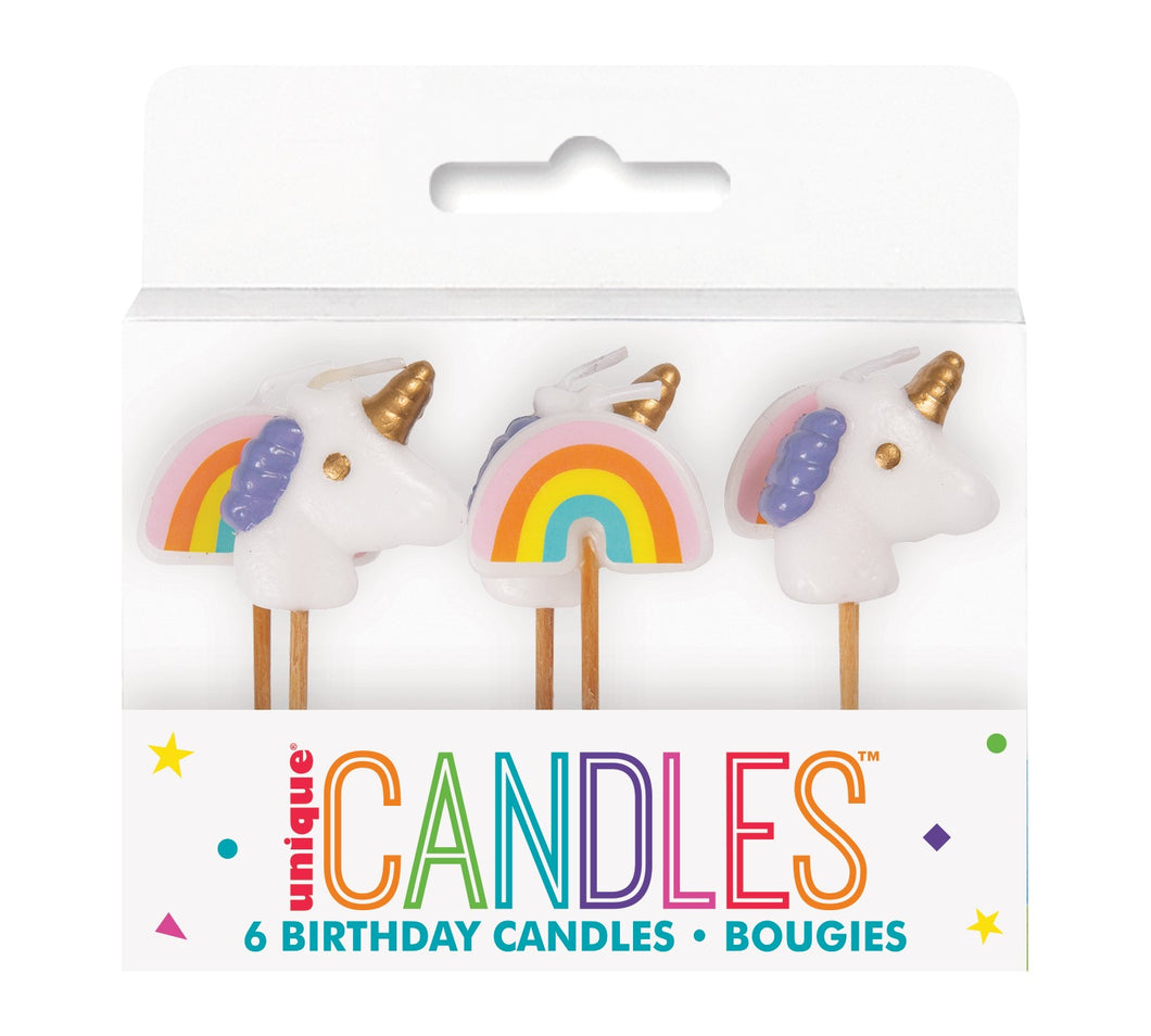 6 UNICORN & RAINBOWPICK CANDLES