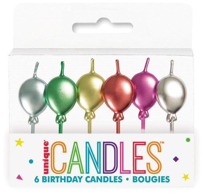 6 METALLIC BALLOON CANDLES