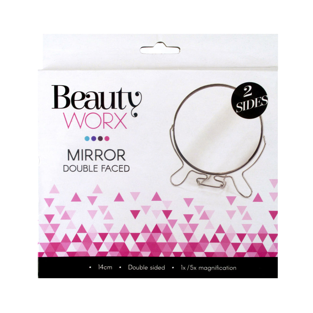 Mirror Double Faced 14cm Plain and Magnified with stand