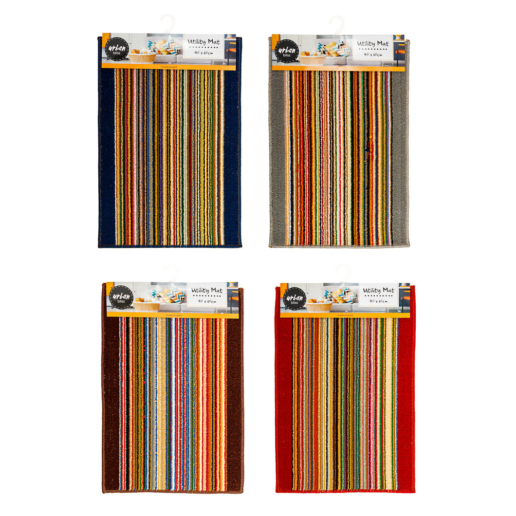 Door Mat Utility Stripe 60x40cm 4 Assorted Colours