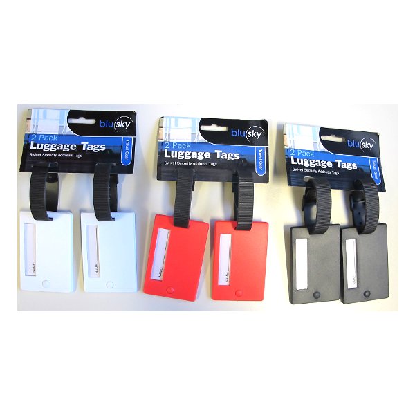 Luggage Tag Swivel Security 2Pack 3 Clr Ass Blk Red White