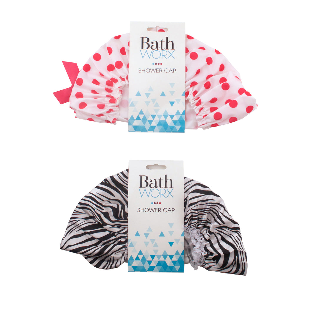 Shower Cap Printed Polyester - 2 Assorted Designs