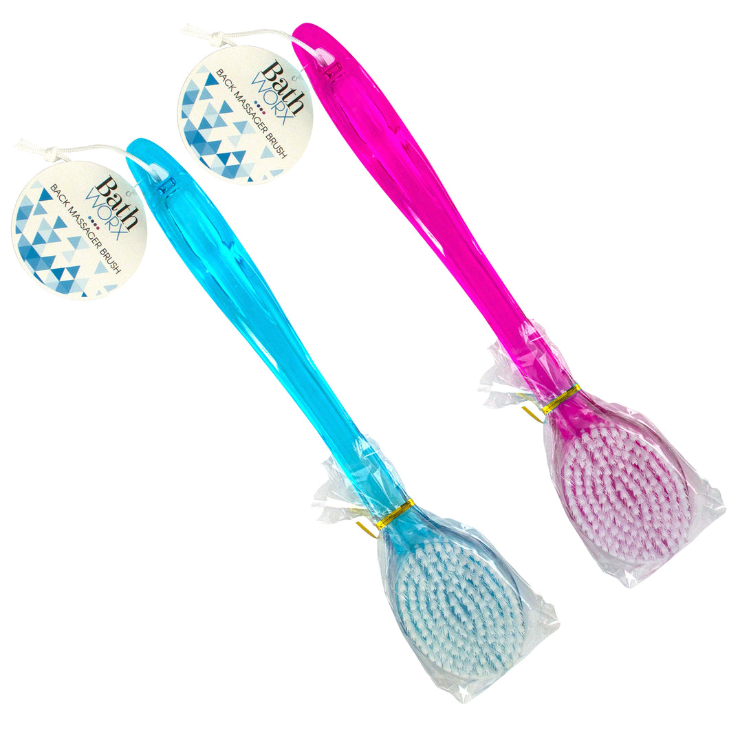 Brush Massager Back 36cm Assorted Colours Blue Pink