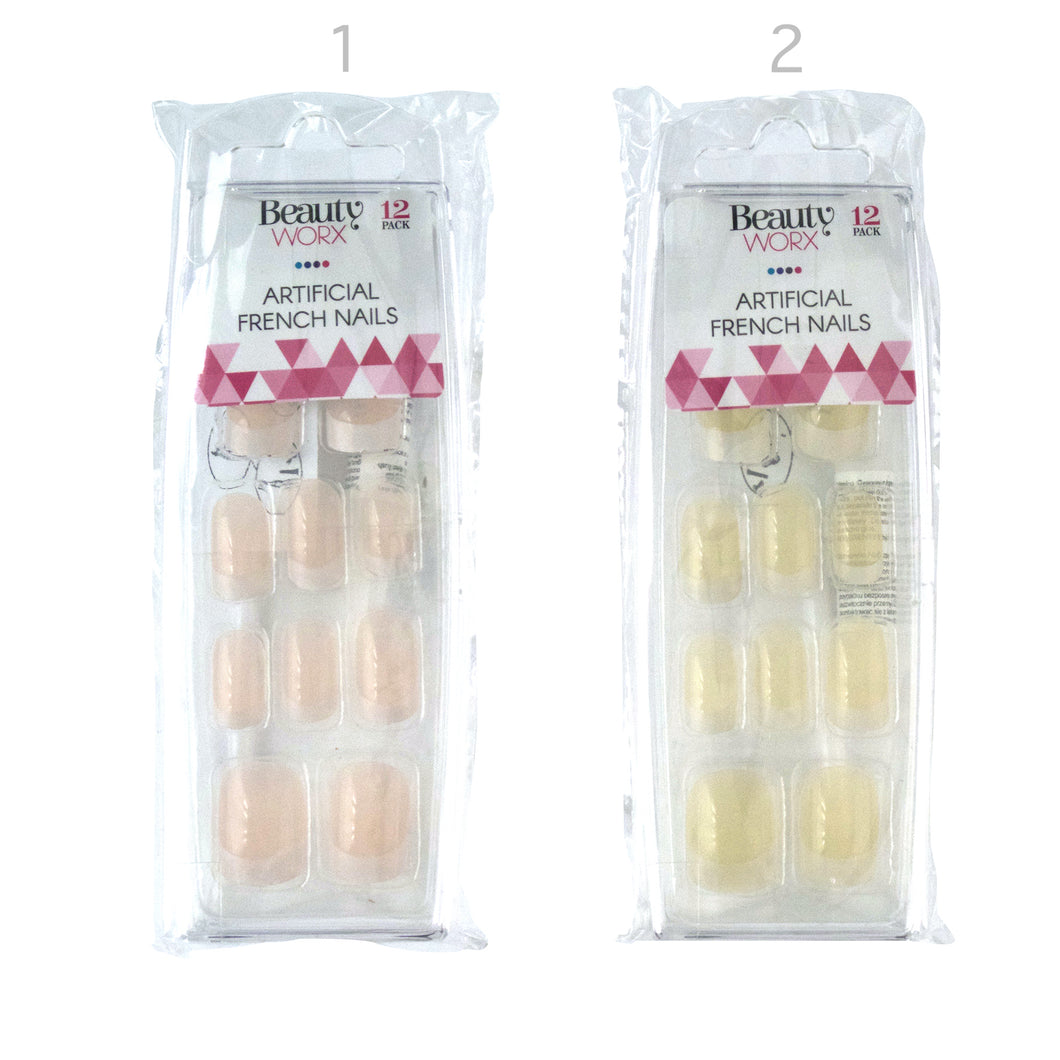 Nails Artificial French Manicure 12Pk 2 Assorted