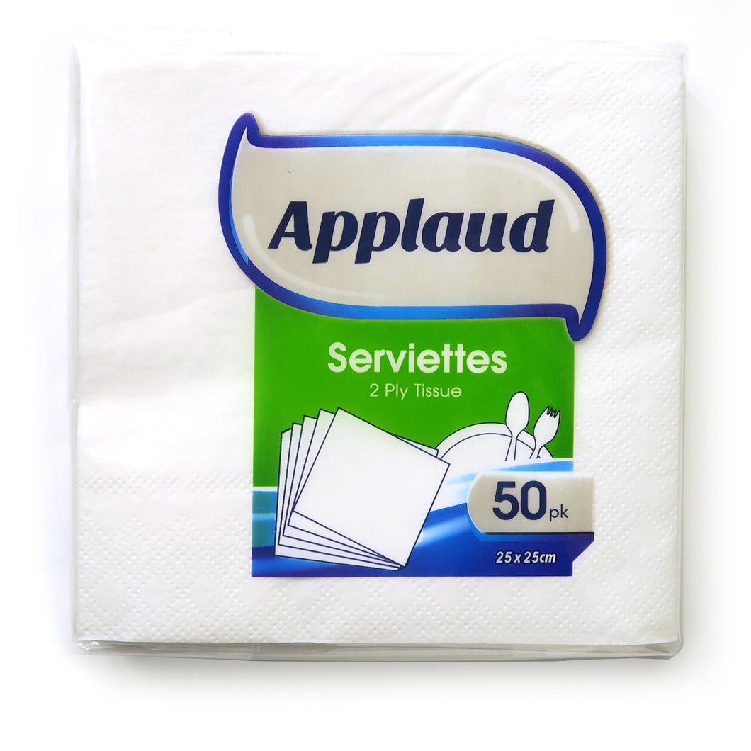 Serviettes 25x25cmx2Ply Pk50 White