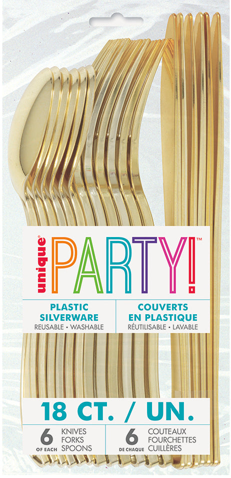 GOLD METALLIC 18 AST CUTLERY