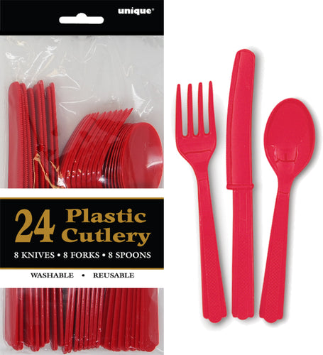 RUBY RED 24 ASSORTED CUTLERY