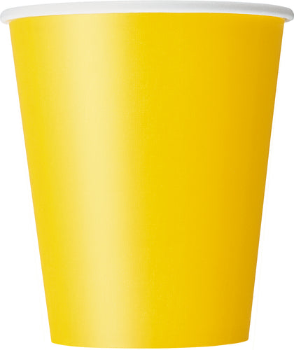 SUN YELLOW 8 x 9oz PAPER CUPS Supplier: Meteor Party