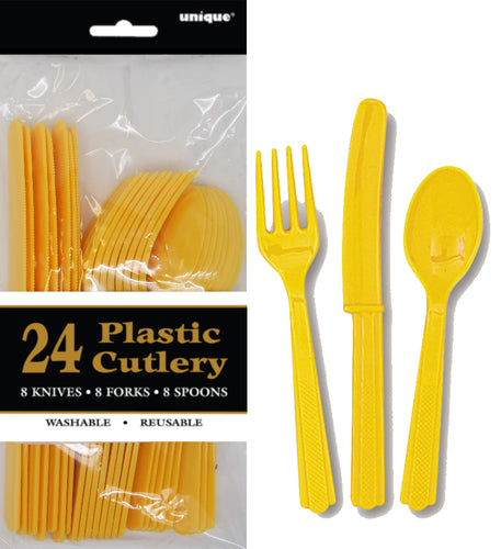 SUN YELLOW 24 ASSORTED CUTLERY