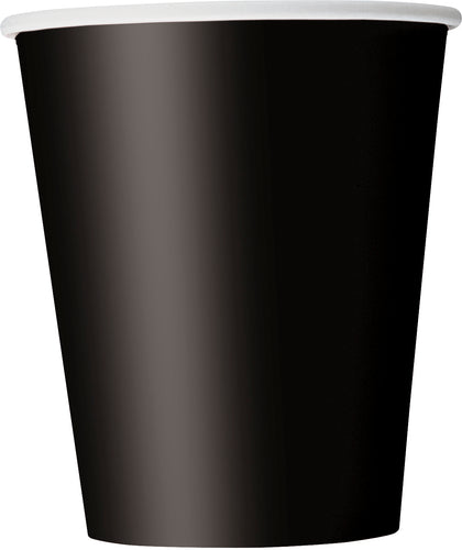MID BLACK 8 x 9oz PAPER CUPS Supplier: Meteor Party