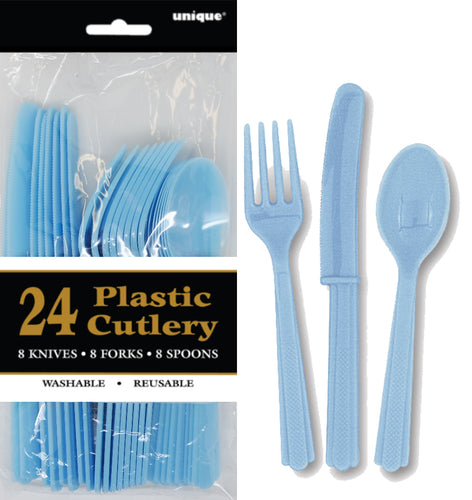 POWDER BLUE 24 ASSORTED CUTLERY
