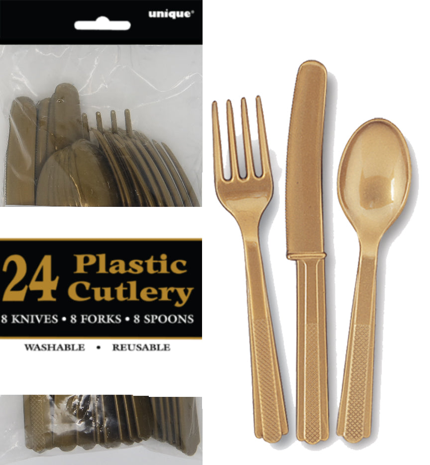 GOLD 24 ASSTD CUTLERY Supplier: Meteor Party