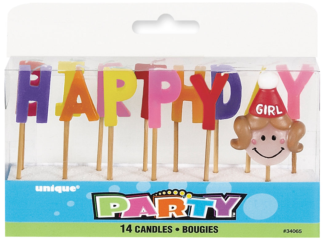 14 HAPPY BIRTHDAY GIRL CANDLES