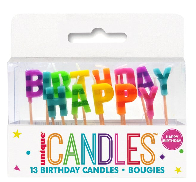 RAINBOW HAPPY BIRTHDAY CANDLES