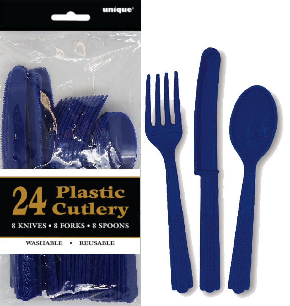 TRUE NAVY BLUE 24 ASSORTED CUTLERY