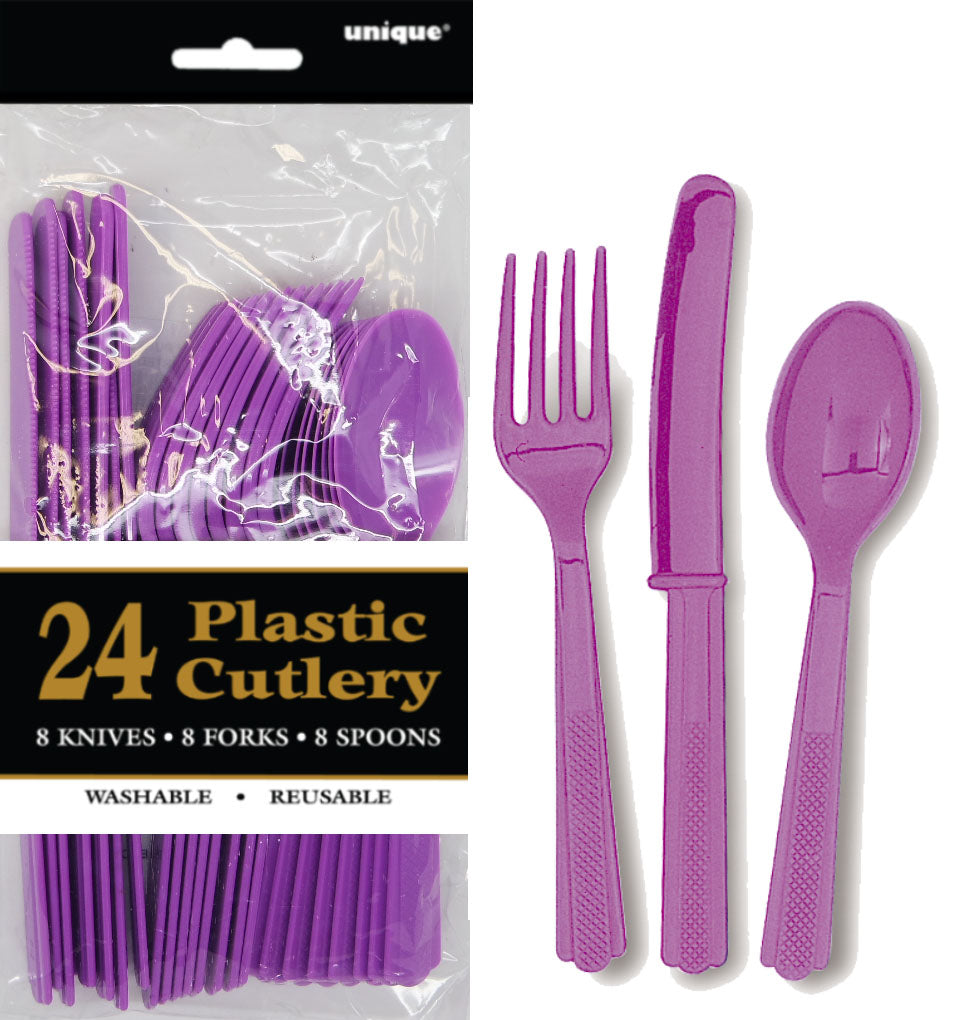 P/PURPLE 24 ASSORTED CUTLERY