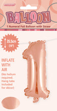 Load image into Gallery viewer, Numeral Foil 14&quot; Package Rose Gold Numbers

