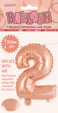 Load image into Gallery viewer, Numeral Foil 14&quot; Package Rose Gold Numbers
