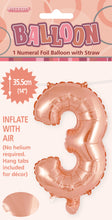 Load image into Gallery viewer, Numeral Foil 14&quot; Package Rose Gold Numbers
