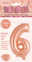 Load image into Gallery viewer, Numeral Foil 14&quot; Package Rose Gold Numbers

