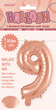Load image into Gallery viewer, Numeral Foil 14&quot; Package Rose Gold Numbers
